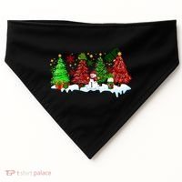 Funny Christmas Elf In Tree With Snowman Scene USA-Made Doggie Bandana thumb 0