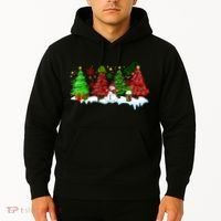 Funny Christmas Elf In Tree With Snowman Scene Hoodie thumb 2