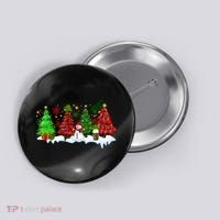 Funny Christmas Elf In Tree With Snowman Scene Button thumb 0