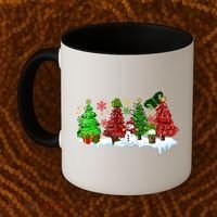 Funny Christmas Elf In Tree With Snowman Scene Coffee Mug thumb 2