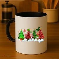 Funny Christmas Elf In Tree With Snowman Scene Coffee Mug thumb 4