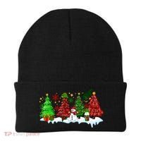 Funny Christmas Elf In Tree With Snowman Scene Beanie thumb 0