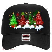 Funny Christmas Elf In Tree With Snowman Scene Hat thumb 0