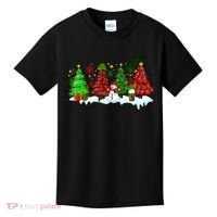 Funny Christmas Elf In Tree With Snowman Scene Kids T-Shirt thumb 0