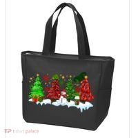 Funny Christmas Elf In Tree With Snowman Scene Tote Bag thumb 3