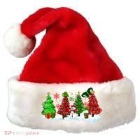 Funny Christmas Elf In Tree With Snowman Scene Santa Hat thumb 0