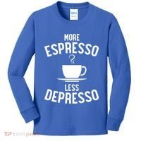 Funny Coffee Er Barista More Espresso Less Depresso Gift Kids Long Sleeve Shirt thumb 0