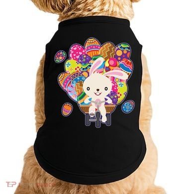Funny Cute Easter Bunny On Bike Delivering Easter Eggs Doggie Tank