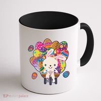 Funny Cute Easter Bunny On Bike Delivering Easter Eggs Coffee Mug thumb 1