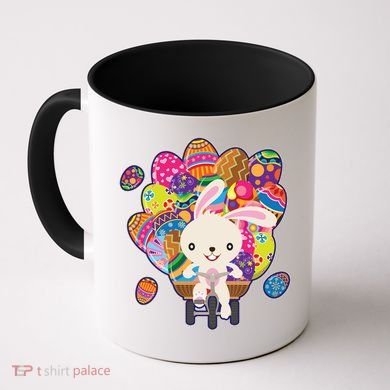 Funny Cute Easter Bunny On Bike Delivering Easter Eggs Coffee Mug