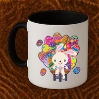 Funny Cute Easter Bunny On Bike Delivering Easter Eggs Coffee Mug thumb 2