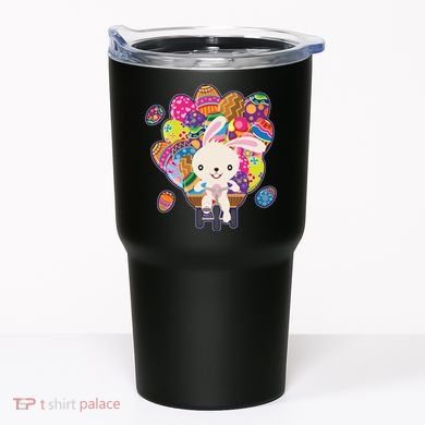 Funny Cute Easter Bunny On Bike Delivering Easter Eggs Tumbler