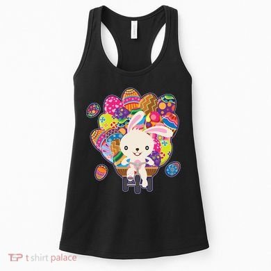 Funny Cute Easter Bunny On Bike Delivering Easter Eggs Women's Tank Top
