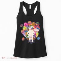 Funny Cute Easter Bunny On Bike Delivering Easter Eggs Women's Tank Top thumb 0
