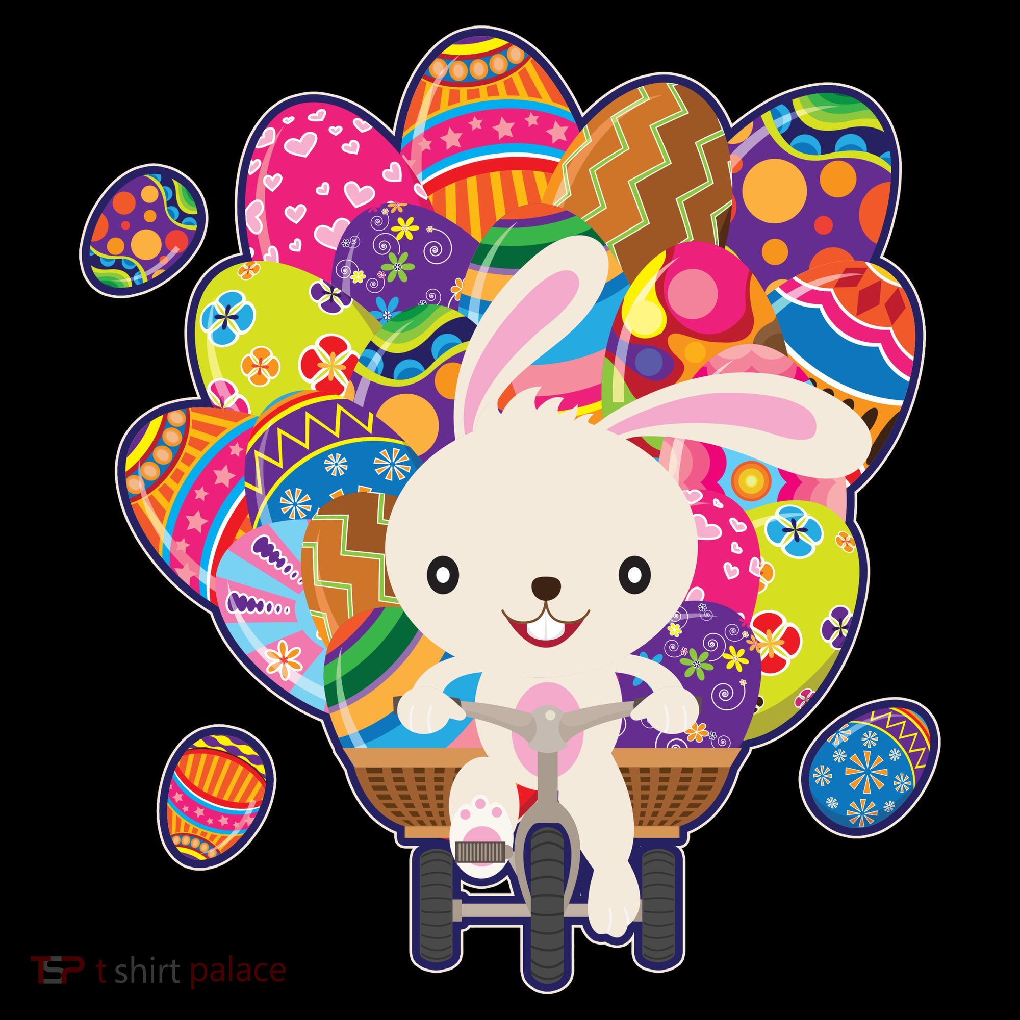 Funny Cute Easter Bunny On Bike Delivering Easter Eggs Toddler Hoodie