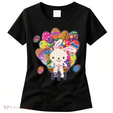 Funny Cute Easter Bunny On Bike Delivering Easter Eggs Women's T-Shirt