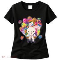 Funny Cute Easter Bunny On Bike Delivering Easter Eggs Women's T-Shirt thumb 0