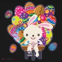 Funny Cute Easter Bunny On Bike Delivering Easter Eggs Women's T-Shirt thumb 6
