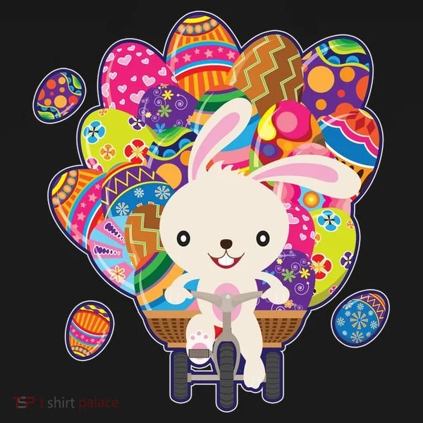Funny Cute Easter Bunny On Bike Delivering Easter Eggs Women's T-Shirt