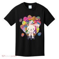 Funny Cute Easter Bunny On Bike Delivering Easter Eggs Kids T-Shirt thumb 0
