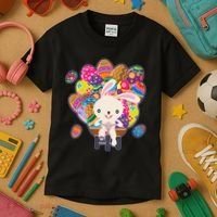 Funny Cute Easter Bunny On Bike Delivering Easter Eggs Kids T-Shirt thumb 3