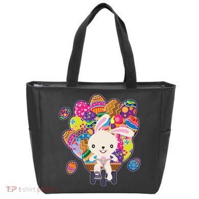Funny Cute Easter Bunny On Bike Delivering Easter Eggs Tote Bag
