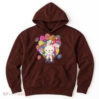 Funny Cute Easter Bunny On Bike Delivering Easter Eggs Hoodie thumb 0