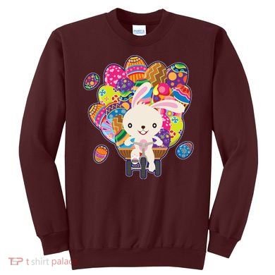 Funny Cute Easter Bunny On Bike Delivering Easter Eggs Sweatshirt