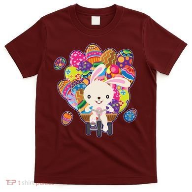Funny Cute Easter Bunny On Bike Delivering Easter Eggs T-Shirt