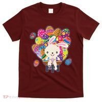 Funny Cute Easter Bunny On Bike Delivering Easter Eggs T-Shirt thumb 0