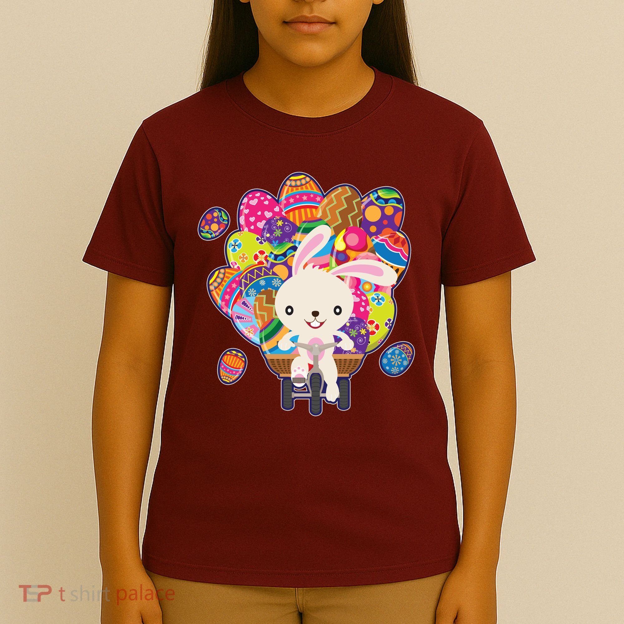 Funny Cute Easter Bunny On Bike Delivering Easter Eggs T-Shirt