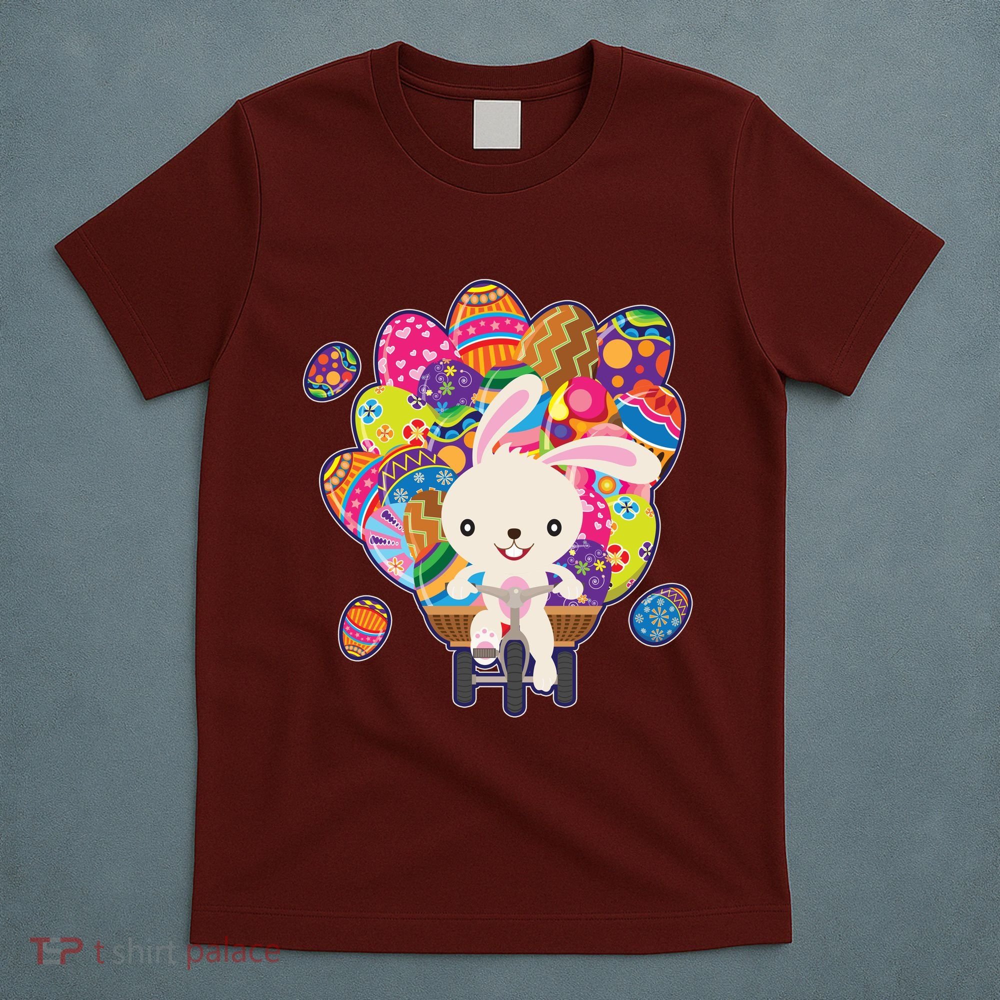 Funny Cute Easter Bunny On Bike Delivering Easter Eggs T-Shirt