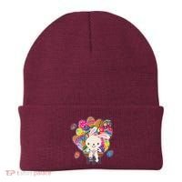 Funny Cute Easter Bunny On Bike Delivering Easter Eggs Beanie thumb 0