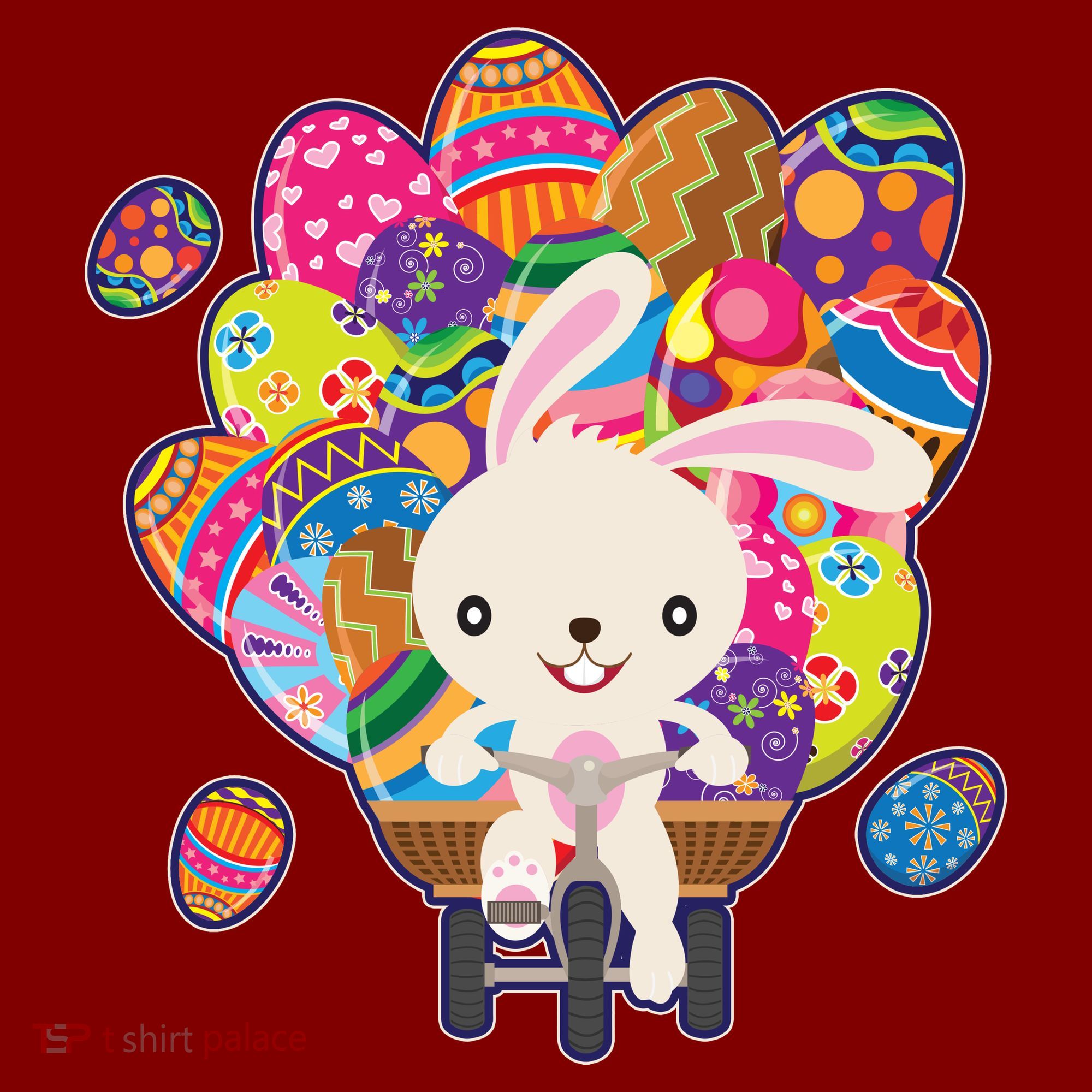 Funny Cute Easter Bunny On Bike Delivering Easter Eggs Beanie