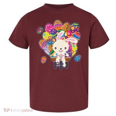 Funny Cute Easter Bunny On Bike Delivering Easter Eggs Toddler T-Shirt