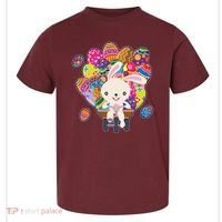 Funny Cute Easter Bunny On Bike Delivering Easter Eggs Toddler T-Shirt thumb 0