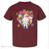Funny Cute Easter Bunny On Bike Delivering Easter Eggs Toddler T-Shirt thumb 0