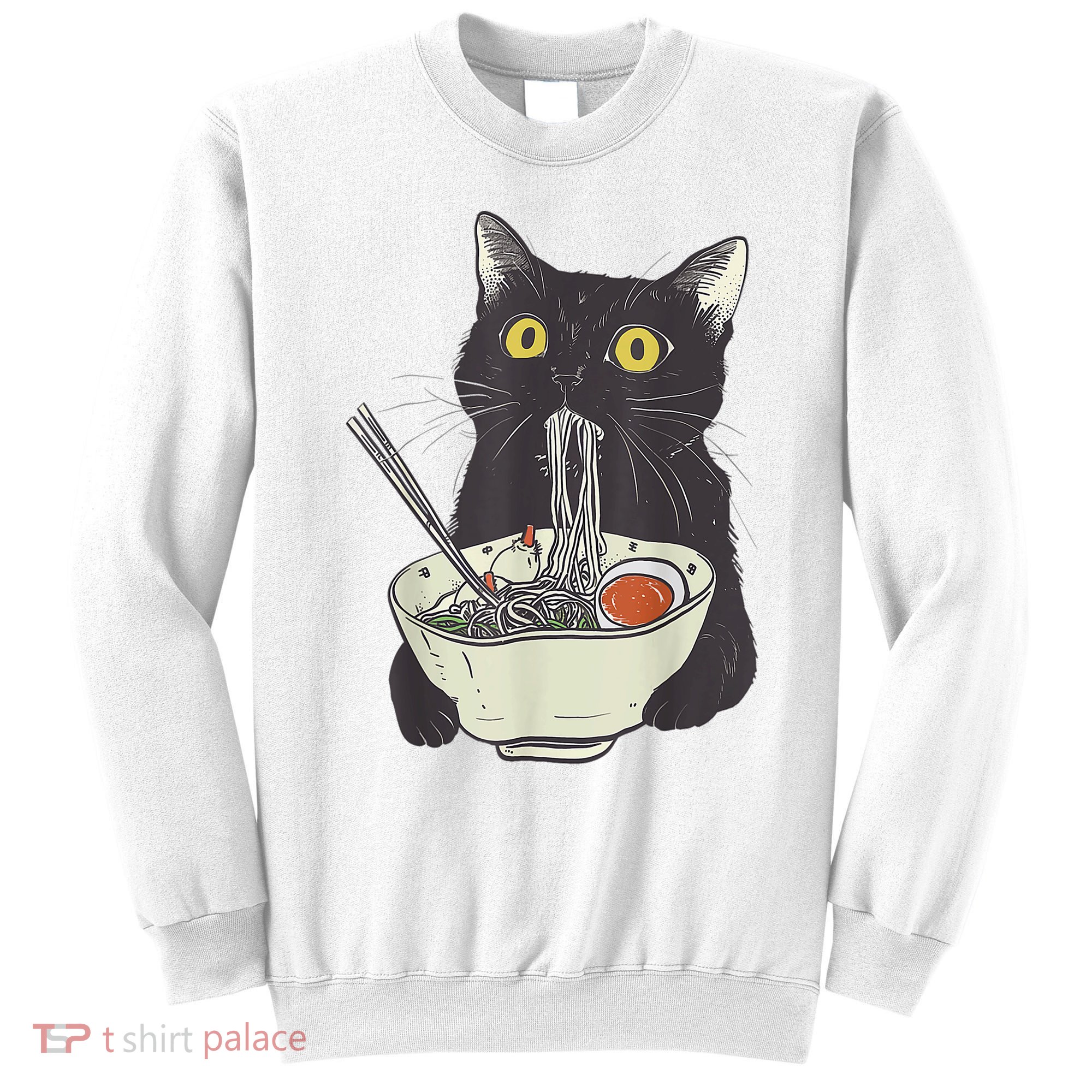 Funny Cat Eating Ramen Vintage Japanese Noodles Sweatshirt