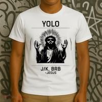 Funny Christian Easter Jesus Yolo Jk Brb T-Shirt thumb 3