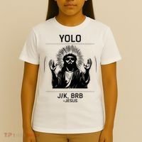 Funny Christian Easter Jesus Yolo Jk Brb T-Shirt thumb 4