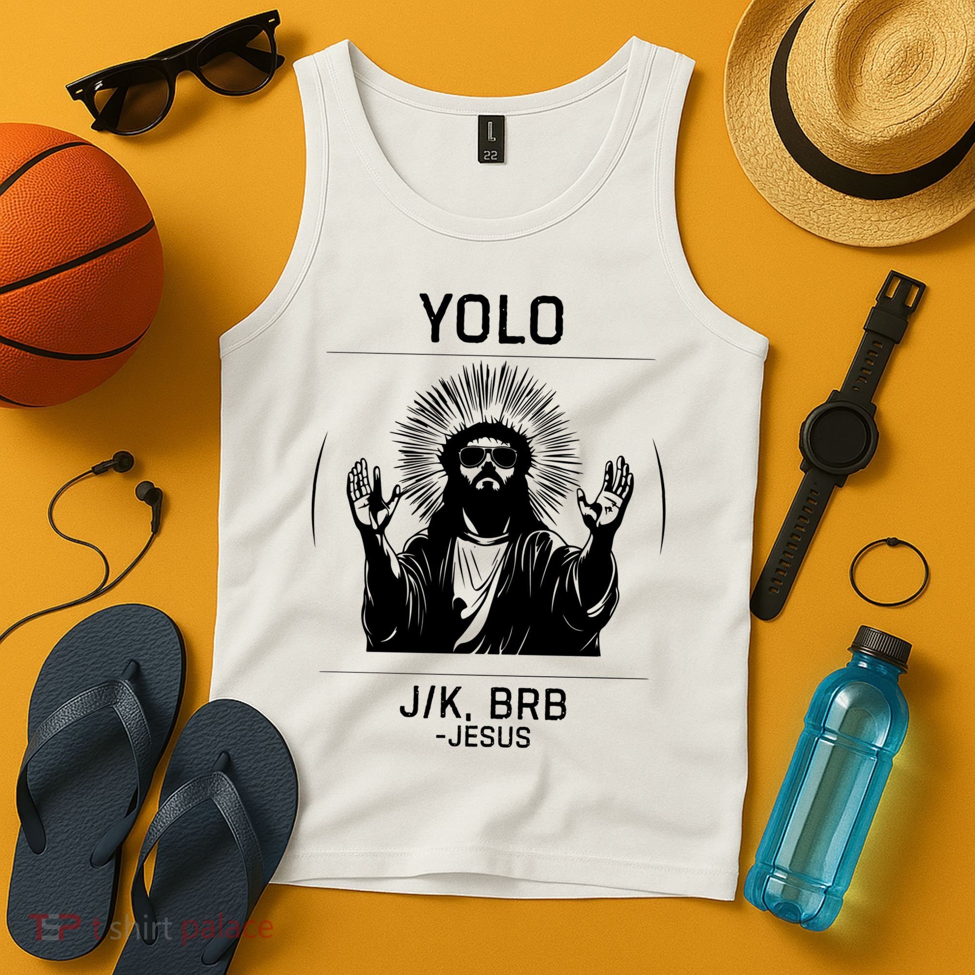 Funny Christian Easter Jesus Yolo Jk Brb Tank Top