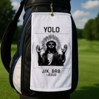 Funny Christian Easter Jesus Yolo Jk Brb Golf Towel thumb 2