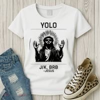 Funny Christian Easter Jesus Yolo Jk Brb Women's T-Shirt thumb 3