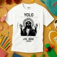 Funny Christian Easter Jesus Yolo Jk Brb Kids T-Shirt thumb 3