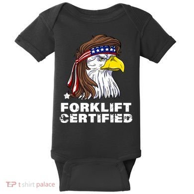 Forklift Certified Eagle Mullet USA Fork Lift Forklift Baby Bodysuit