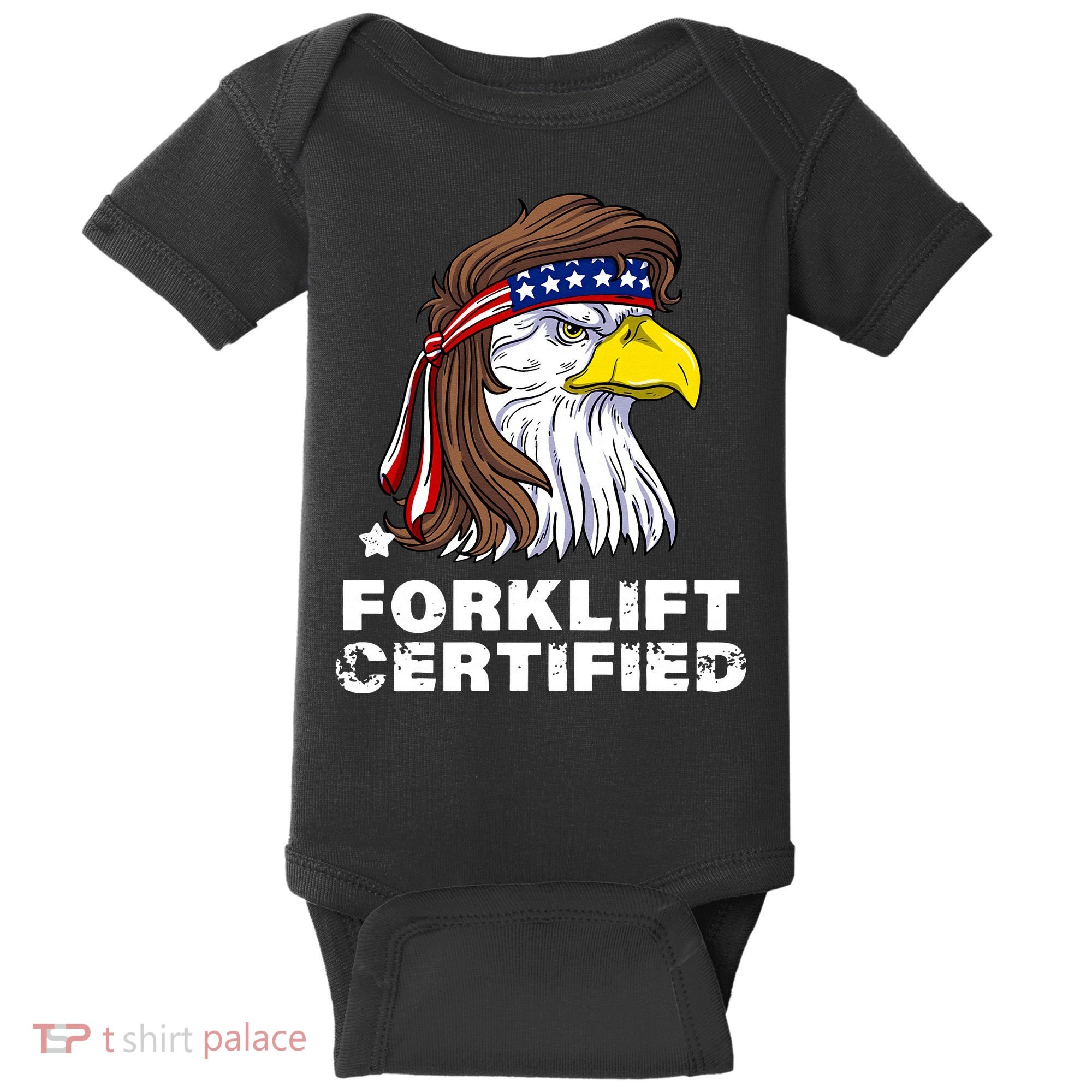 Forklift Certified Eagle Mullet USA Fork Lift Forklift Baby Bodysuit