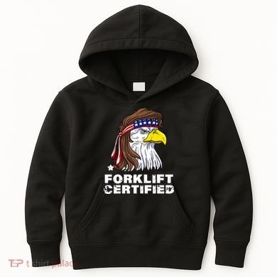 Forklift Certified Eagle Mullet USA Fork Lift Forklift Kids Hoodie