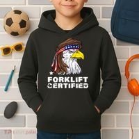 Forklift Certified Eagle Mullet USA Fork Lift Forklift Kids Hoodie thumb 2