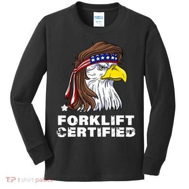 Forklift Certified Eagle Mullet USA Fork Lift Forklift Kids Long Sleeve Shirt