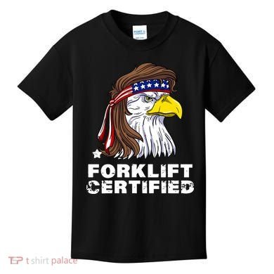 Forklift Certified Eagle Mullet USA Fork Lift Forklift Kids T-Shirt